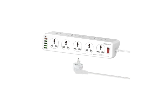 Promate PowerMatrix-3M 10AC Socket Space Efficient Power Strip